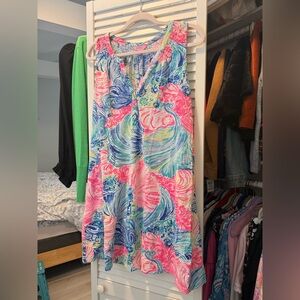 Lilly Pulitzer Pink, Blue & Green Tropical Shift Dress